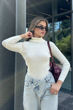 Strickbluse Mit Rollkragen